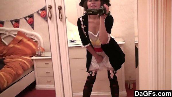Play MP4 - Dagfs - Hot Brunette Teen Strips Out Of Costume