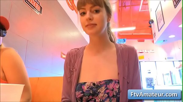 Amazing teenager show her nice ass in a restaurant and start fingering her pussy for intense orgasm 