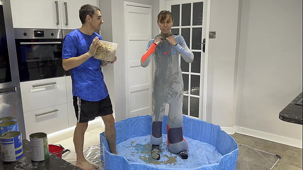 Wetsuit Filling With Messy Substances thumbnail