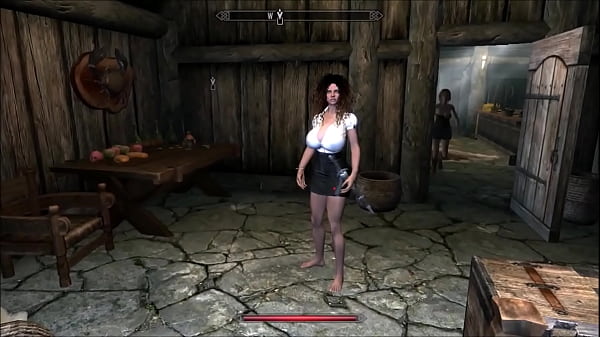 A random sexual encounter between a bar maid and a muscular man in a medieval fantasy realm