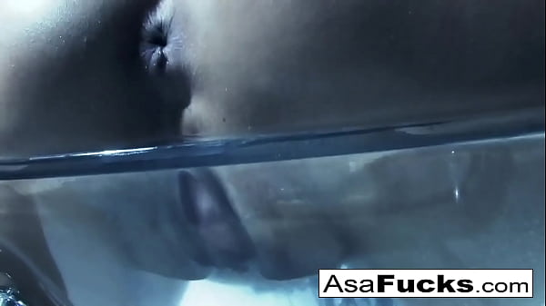 Asian babe rubs her tight hole 