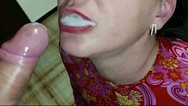 Stepmom Helps me to Unload my Balls - Blowjob Huge Load in Mouth 