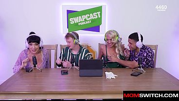 Stepmom Podcast Turns Into A Hardcore Foursome When The Horny Milfs Ride Their Stepsons Cocks thumbnail