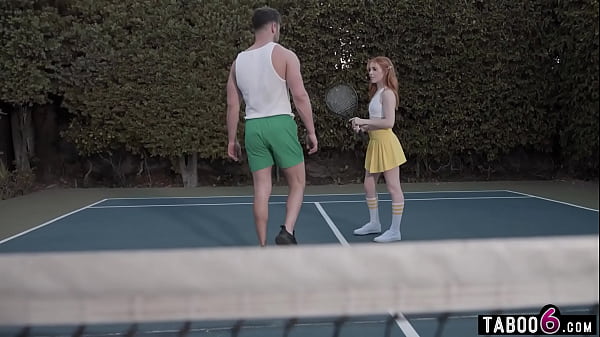 Petite redhead teen slut needed a good tennis lesson but she was better with cocks