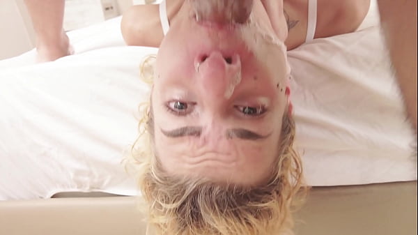 Skinny blonde bimbo_gets a messy throatfuck