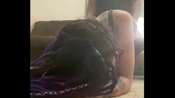 Latina with purple dreadlocks takes mean dick from black master 