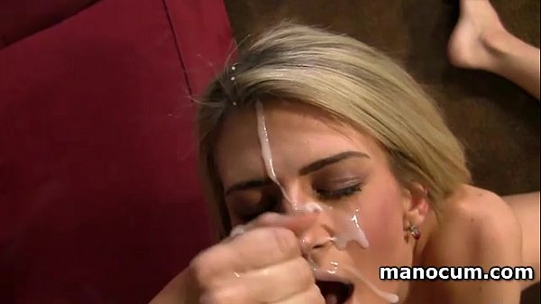 Play MP4 - Blonde hottie slurping hot jizz straight on her pretty face