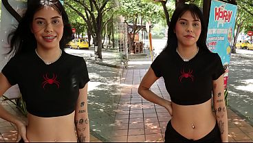 A Colombian Latina girl asks her neighbor for directions because she's lost 