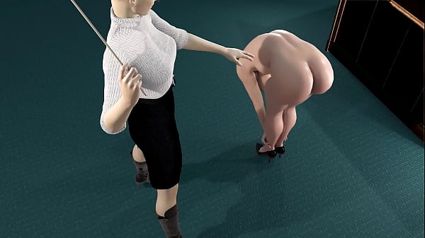 3d animation girl gets the cane