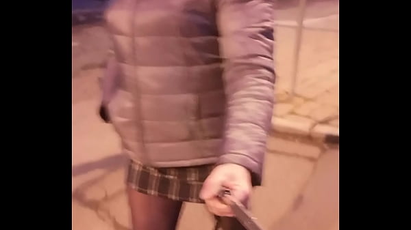 Minidress public - sexy legs in pantyhose 