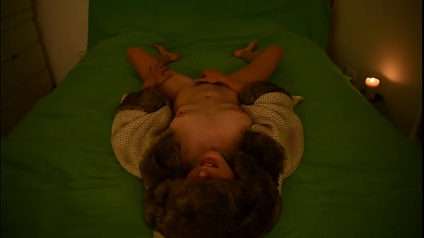 Young amateur teen masturbating_and moaning on the bed wearing fur_coat