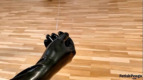 Saliva fun with rubber gloves, shiny spitting gummi fun (TRAILER) 