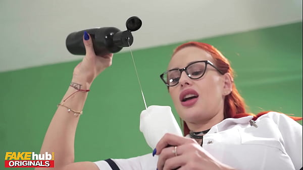 Fakehub - Anal busty nurse uses cock toy to get sperm sample before using the creampie method 