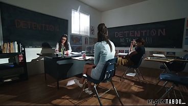 Teacher Elizabeth Sky Is Done With The Filth Of Her Students Natalie Brooks And Victor Ray And Demands They Will Suck And Fuck In Front Of Her Or Else thumbnail