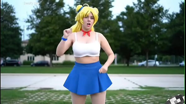 Bulma super sayan baile sexy en m&iacute;ni falda tetas grandes 