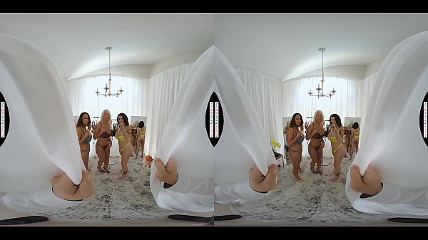 Naughty America - Three hot MILF's catch a pervent looking at them while they trying out some sexy lingerie 