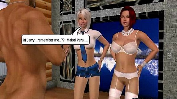 This hot 3D threesome of blonde hotties are sucking and fucking 