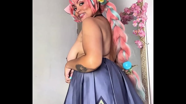 Cute chubby varessa cosplayer striptease massive farts in mini skirt then naked 