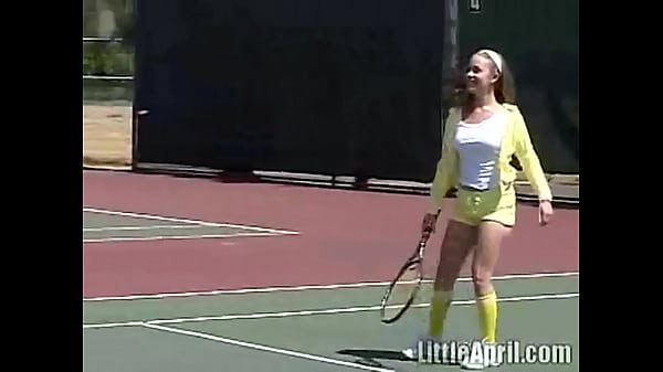 Play MP4 - Teen Little April masturbates outdoors after tennis