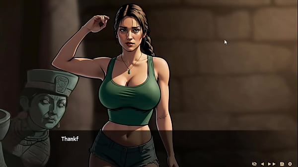 Lara goes to a cave_and sits on her_friend_s dick