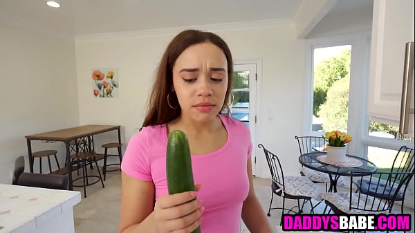 Stepdaughtersucks cucumber_before blowing stepdad