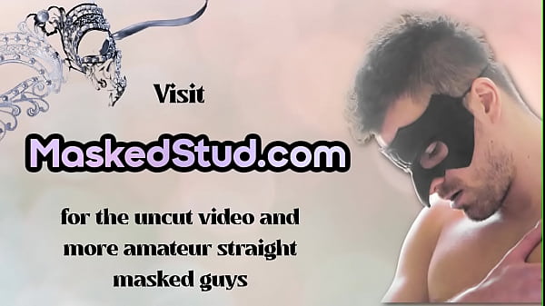 Muscled straight stud with mask on eyes jerks and cums
