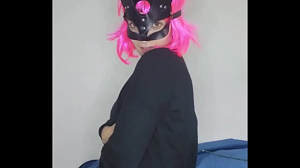 Look how horny i am with my kitty mask and my big natural tits 