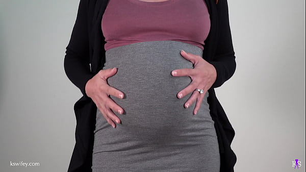 A blonde pregnant housewife's erotic and sensual striptease session