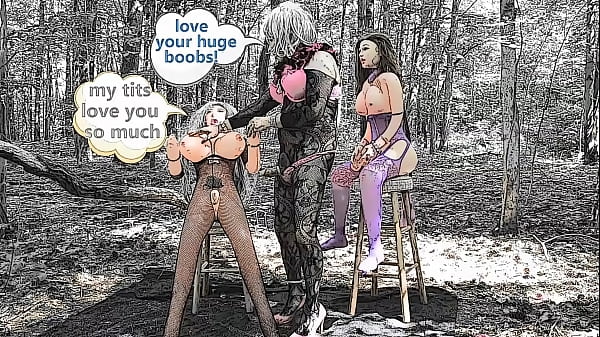 sissy  crossdresser playing with 2 blow-up dolls cartoon #1 