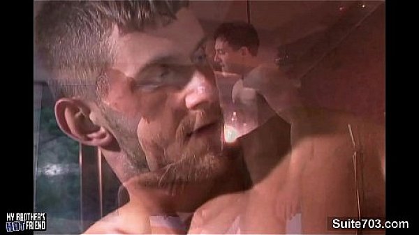 Horny gays screwing asses at the mirror 