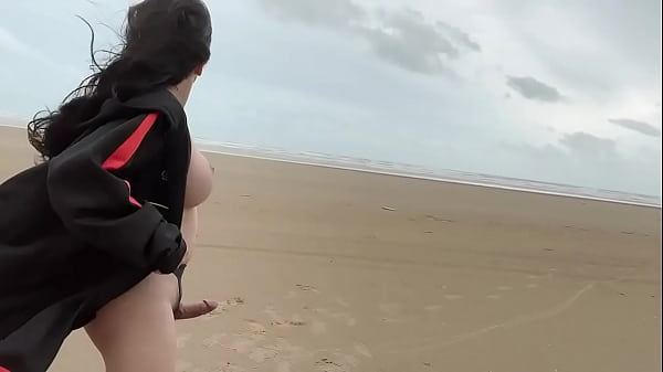 sexy ladyboy masturbating her cock in the beach 