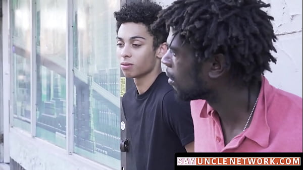 Handsome black jock seduces a horny twink and receives a sloppy cocksucking before banging his ass. 