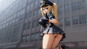 Blonde Police Slut: Street Ass & Tits Flash Doggy and Cowgirl Fuck AI Generated (11:01)