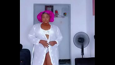 Ebony sexy bbw in white thong panties and bra