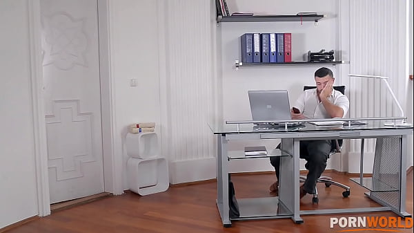 Personal assistance boss bangs brunette in office 