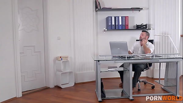 Personal assistance boss bangs brunette in office 