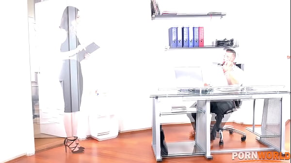 Personal assistance boss bangs brunette in office