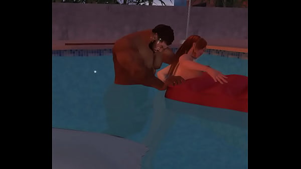 Outside pool sex 