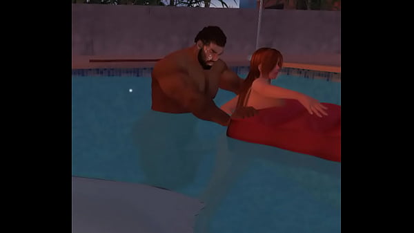 Outside pool sex 