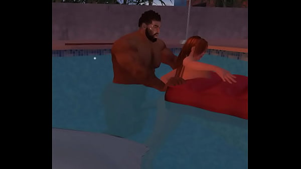 Outside pool sex 