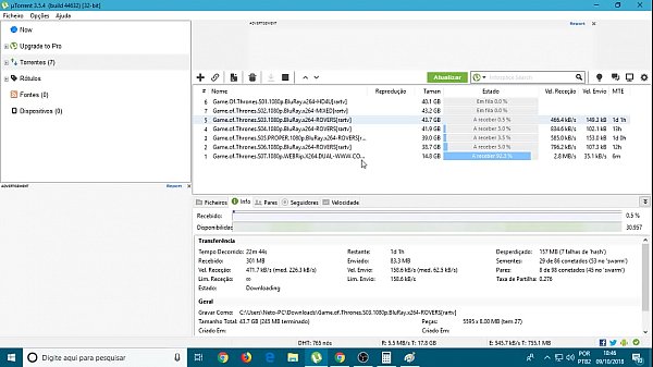 GoT fodeu meu HD, comeu 261 GB 