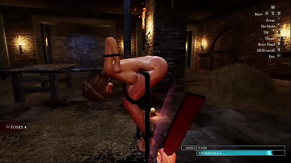 The slave bent to be punished