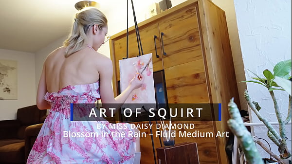 Blossom in the rain &ndash; modern abstract fluid painting by miss daisy diamond 