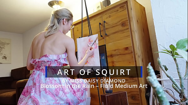 Blossom in the rain &ndash; modern abstract fluid painting by miss daisy diamond 