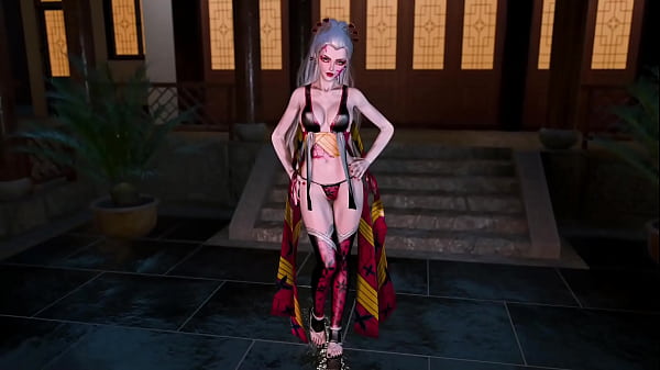 Proud lustful Daki dances at night in revealingtraditional clothe