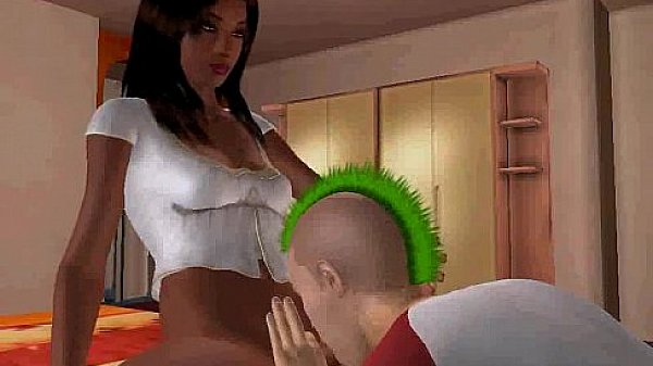 3D cartoon hunk sucking on a tranny babes cock 