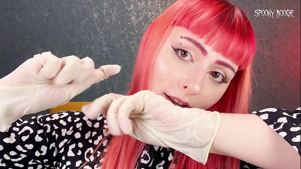 Goth girl makes you horny and_jerks you off in_gloves_on only_first date