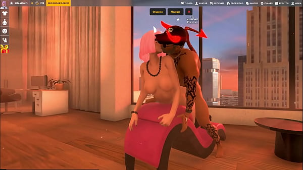 Tengo_sexo multijugador en el_juego deLoveCraft con una chicay un hombre tatuado