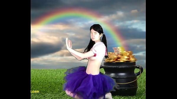 Beautiful chinese teen finds a pot of gold at the end of the rainbow 