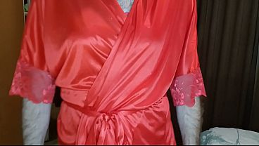 Man Parading Around In Red Lingerie. thumbnail